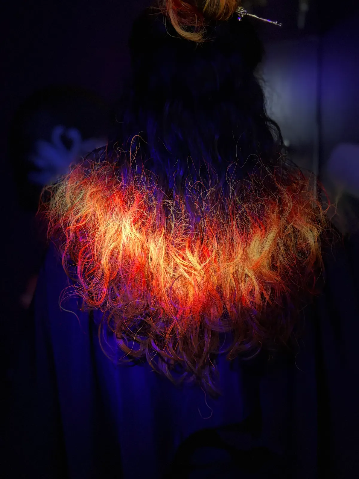 Hot pink and orange flame two-tone waves, vivid color by Gray